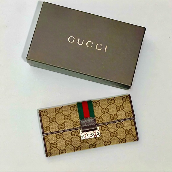 ✨GUCCI✨✅AUTHENTIC Monogram GG “Sherry” long wallet with BOX - Picture 2 of 12